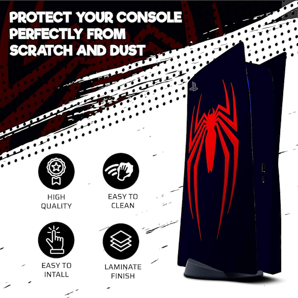 Ps5 Skin punainen Spider suojakääre vinyylitarra tarrat Sony Playstation 5 levyversio konsolille ja kahdelle Dual Sense 5 -tarrakuorelle, Miles