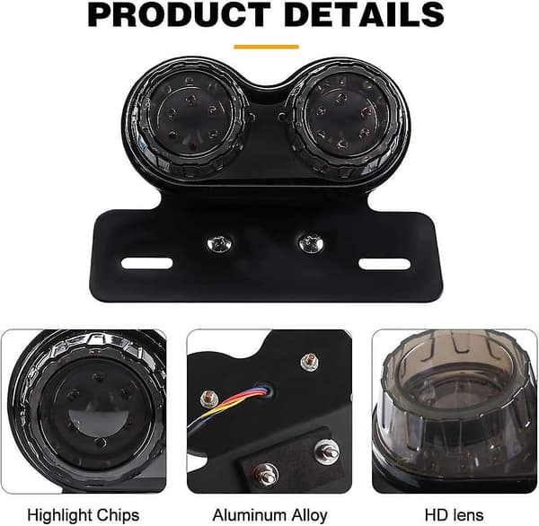 Motorcykel LED Baglygte Bremse Blinklys Nummerpladeholder