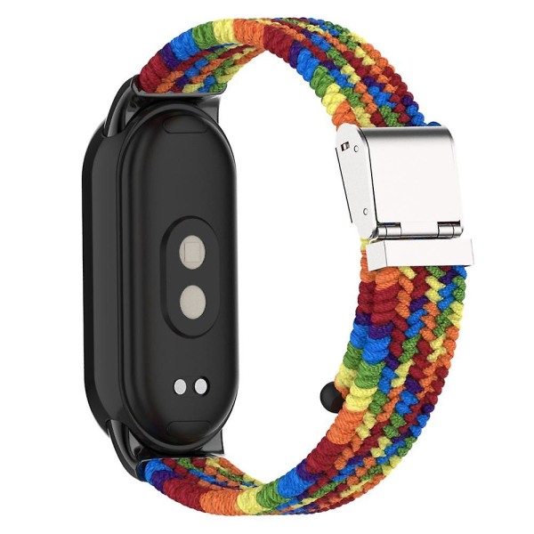 För Xiaomi Smart Band 8 flätad nylon klockarmband justerbart spänne elastiskt band Rainbow