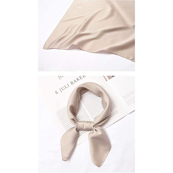 Womens Silk Like Solid Square Olaof Scarf Mode Satin Neck Hår Tie Band Ivory