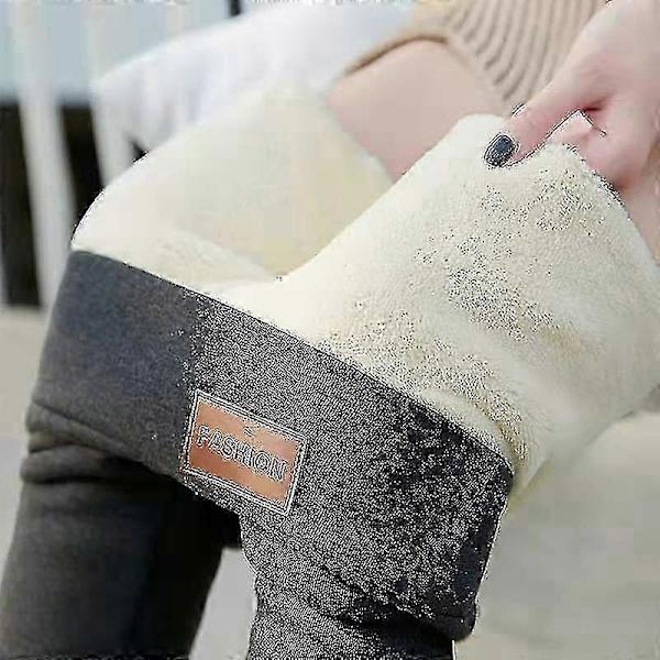 Vinterleggings med Sherpa-fleecefoder för kvinnor, hög midja, stretchiga, tjocka kashmirleggings, plysch, varma, termiska byxor Grey 4XL