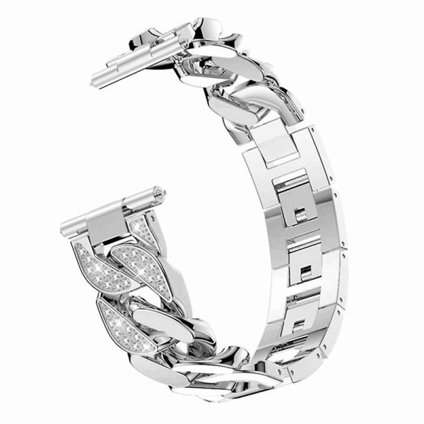 För Samsung Galaxy Watch 4/5/6 40/44 mm /Watch6 Classic 43/47 mm Rhinestone Decor Metal Armband Silver