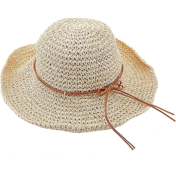 Kvinnors bredbrättade kepsar hopfällbara sommarstrand solhalmhattar Style 1
