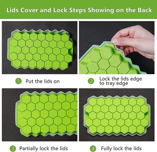 3-pack isbitsformar i silikon med lock, enkel islossning, BPA-fri Style1