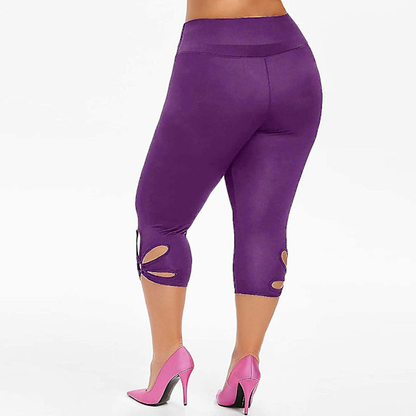 Leggings med hög midja för Yetsye kvinnor. Mjuka elastiska ogenomskinliga leggings för magkontroll Purple