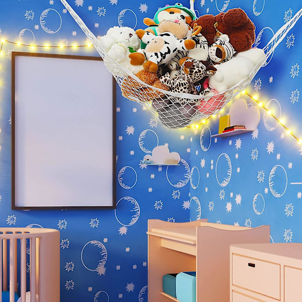 2 Pakker Udstoppede Dyr Legetøj Hængekøje Med LED Lys Stor Organizer Display Holder