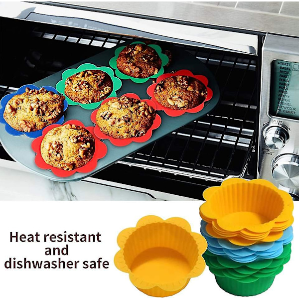 54 Pakning Silikon Muffinsformer, Silikon Cupcake Bakeformer Gjenbrukbare Muffinsformer Cupcake Papirformer Holdere For Muffins, Cupcakes Og Godteri
