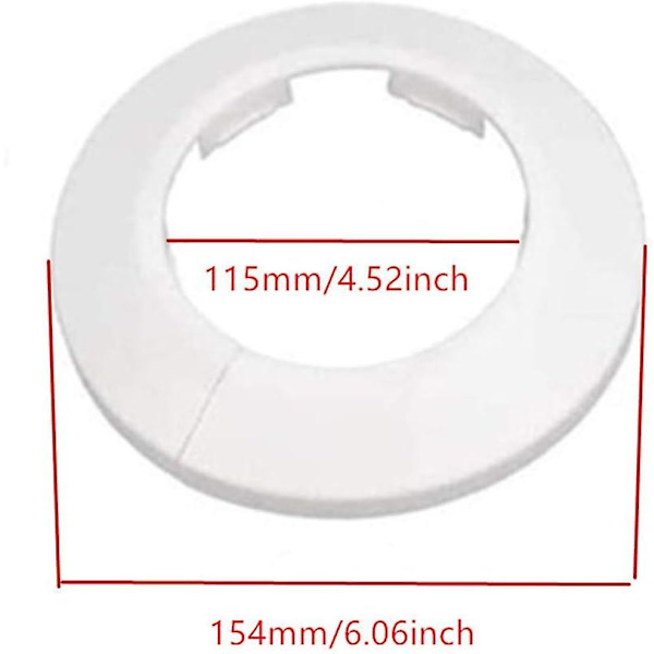 4 kpl Seinälaipan ulkohalkaisija Laippa Helppo asennus Muovinen patterin peitelevy Vesiputken viemärilinjan suojus Kaulus Seinäputken suojus Koristelu Pi White 114mm