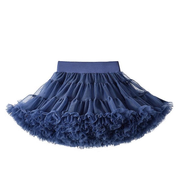 Baby girls tyll tutu kjol ballerina pettiskirt fluffiga barn balett kjolar för fest dans prinsessa tjej tyll kläder 1-10y Navy blue L size height 120-140cm