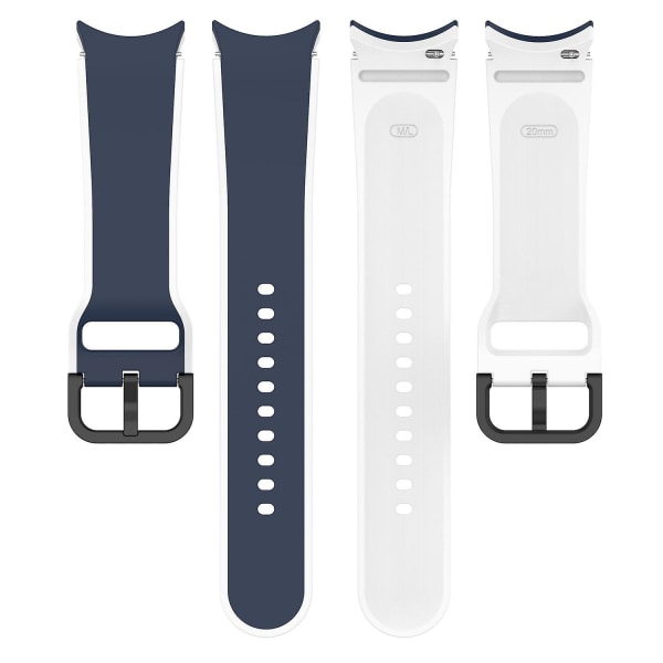 20mm Sport Watch Strap för Galaxy Watch4/5/6 40mm 44mm/Watch6 Classic 43mm 47mm/Watch 5 Pro 45mm Midnight Blue  White