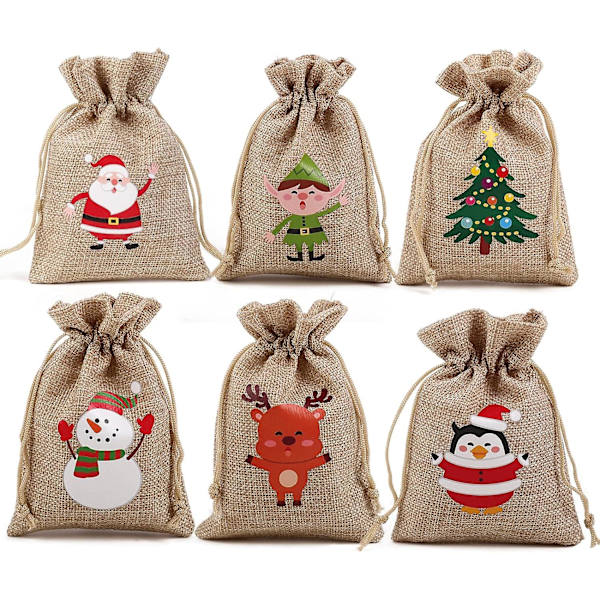 Naturposer, Gaveposer, Jutebag, Jutebag, Små poser med snøring, Bryllup Hjemmeforsyninger Håndverksgave (36 stk, 10 x 14 cm) C 6 pieces