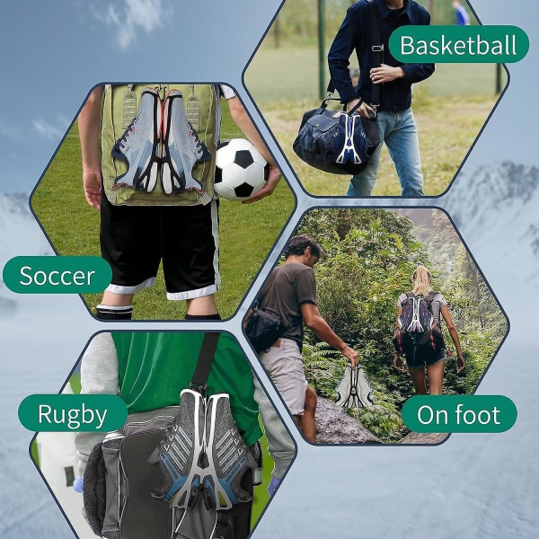 2 par skohållare för att bära skor på väskan, skoklämma för ryggsäck/gym väska, skoklämma för utomhusklättringstur, sport Black and White L