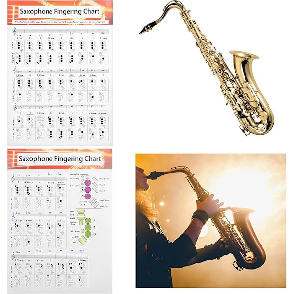 Saxofon-fingertavla, Sax-nybörjarguide, belagd papper för nybörjare