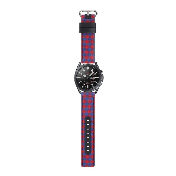 Ovalt spänne nylon + läderarmband för Samsung Galaxy Watch 5 40mm/44mm/ Watch 5 Pro 45mm Blue Red Plaid