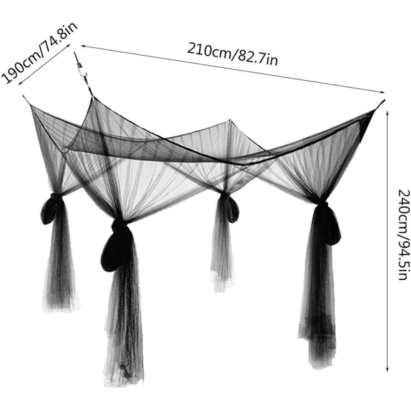 Net til sengehimmel, 4 hjørneposter gardiner sengehimmel elegant myggenet sæt