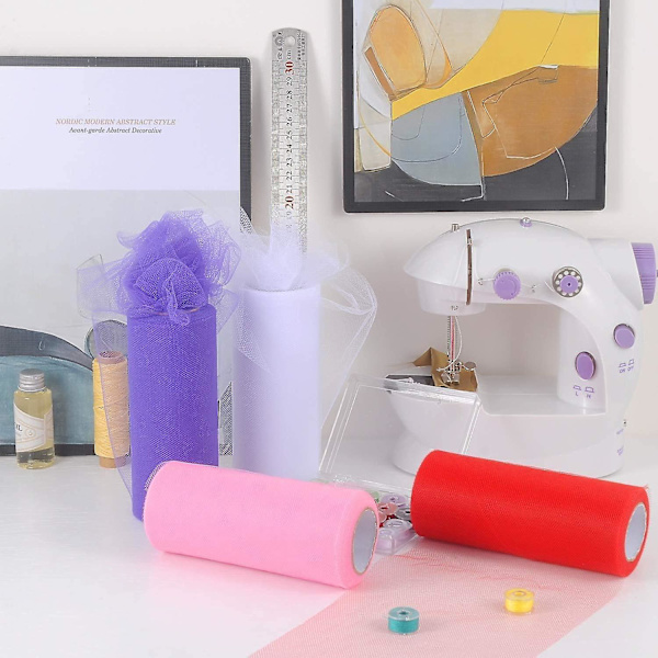 Tullebandrullar 10 rullar Tulledekoration 6 tum 25 yards Organza tyg Regnbågsfärg för bröllop