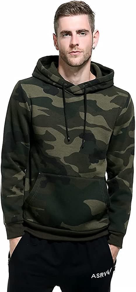 Herr Hoodie Pullover Camo Huvtröja Patchwork Topp Långärmad Hoody