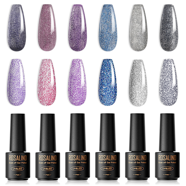 UV-gellack Pastel 6 x 7 ml Shellac Semipermanent Nagelfärg Set, Hemma-Style Nagelstudio Design Nagelsmyckesset