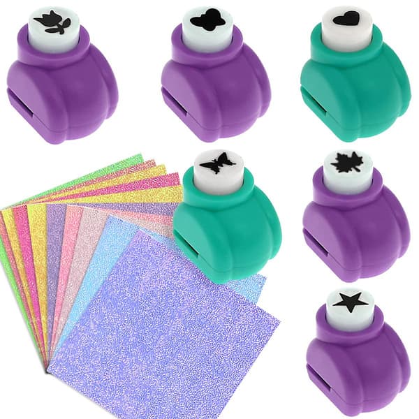 Färgglada Hålstansar för pyssel, 6 st - Plast Multi-färgade Formstansar Pack