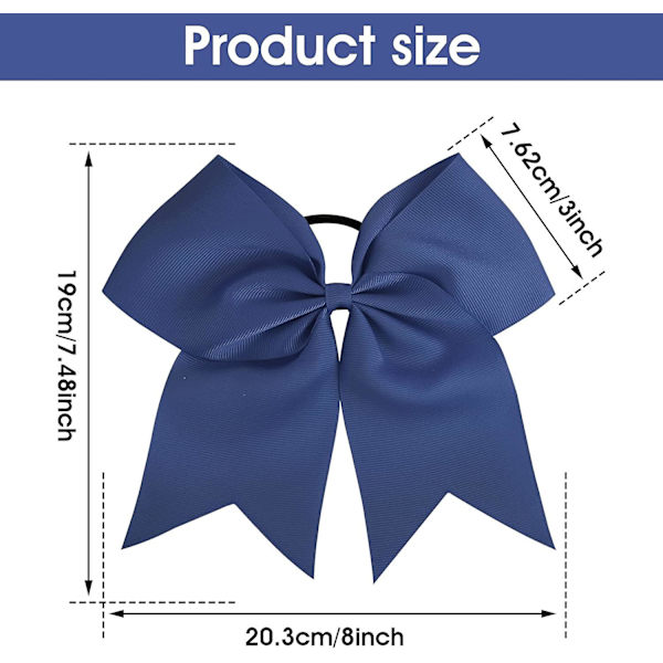2 st stora cheer-rosetter 8 tum jumbo cheer-hårrosetter hästsvanshållare elastiskt band navy blue