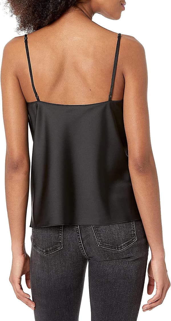 Kvinnors kragetopp i silkeslen stretch Plus Black 3XL