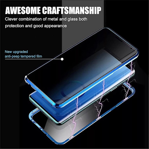 Privatliv Magnetisk Metal Bumper Anti-kig Gennemsigtigt Cover Kompatibelt med Samsung Galaxy S22 S22+ S22 Ultra Gold S25 Plus