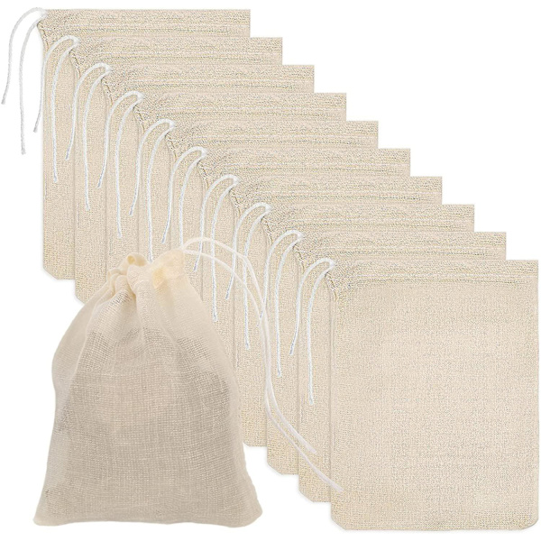 10 stk. muslinposer bomuld muslin snøreposer hessian taske lille snøre Acsergery gave