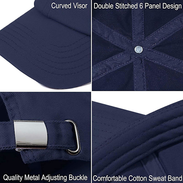 Bomulds Baseball Kasket Ustruktureret Unisex One Size Navy Blue