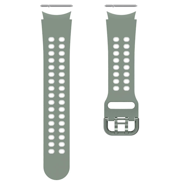 20mm silikoniranneke Samsung Galaxy Watch 5 40mm/44mm / 5 Pro 45mm -kelloon, kaksoisreikäsoljella Light Green   White