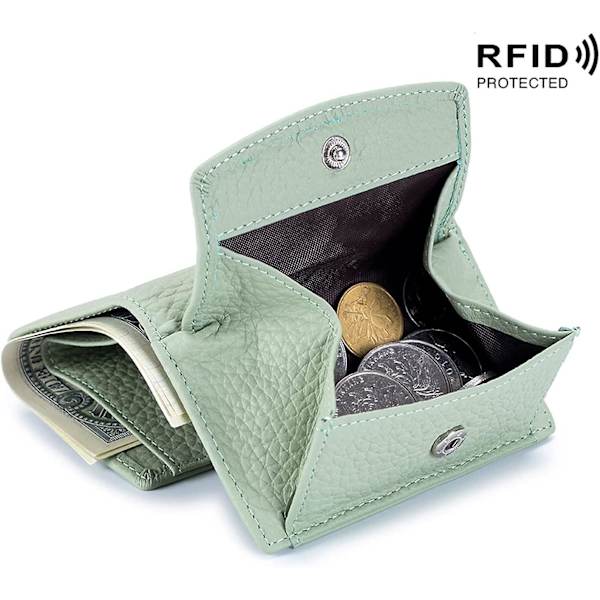 Liten Plånbok för Kvinnor Män RFID-Blockering Läder Kortinnehavare Organiserare Myntplånbok (CC003LV, Grön)