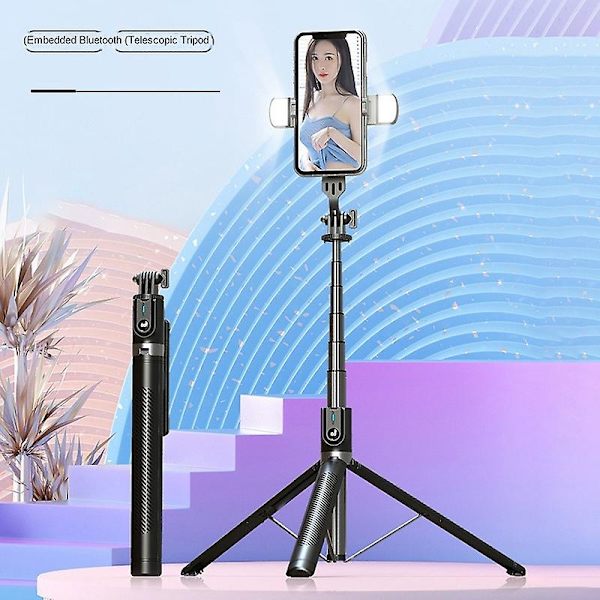 1,8 m Teleskopisk Selfie Stick i Aluminiumlegering med Bluetooth Fjernbetjening, Tripod og Dobbelte Udfyldningslys