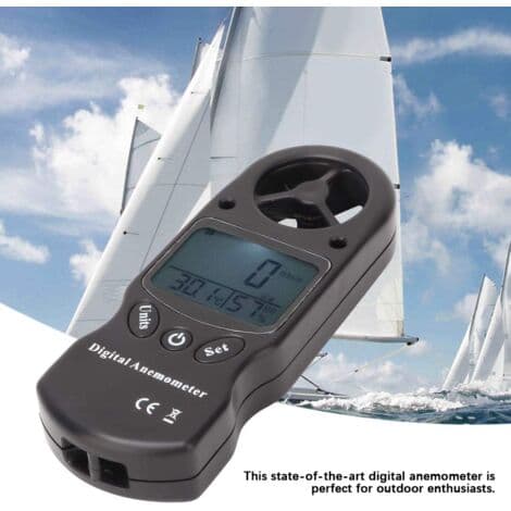 Digitalt anemometer, 3-i-1 bærbar mini multifunksjonell vindmåler termometer hygrometer for drageflyging, seilbrett, paragliding