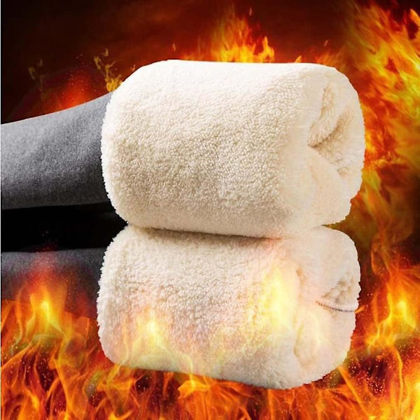 Tjockade lammullsleggings - Termoleggings med hög midja och fleecefoder