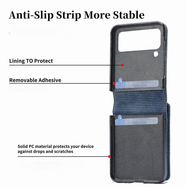 För Galaxy Z Flip 3 case med korthållare, 2 i 1 löstagbar plånbok med dragkedja, slim fit Retro Pu-läder skyddande flip- cover
