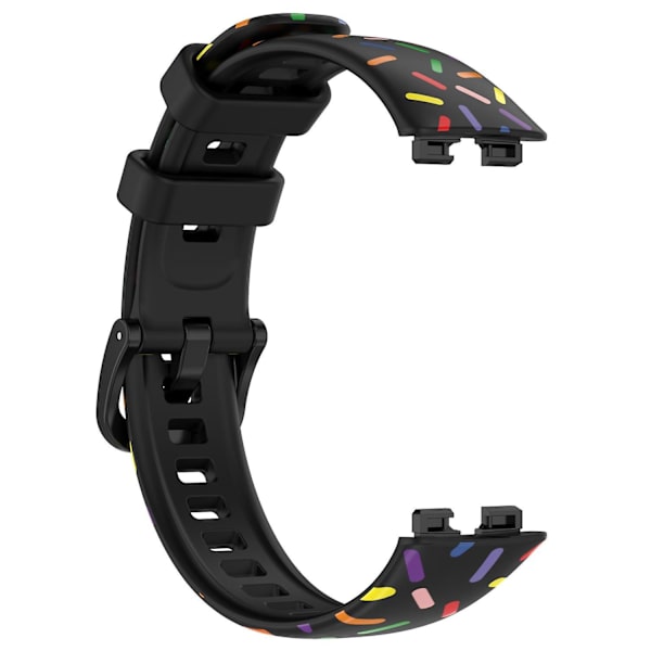 Til Huawei Band 8 Farverig Plettet Silikone Rem Udskiftning Urrem Black