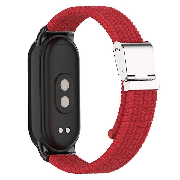 Til Xiaomi Smart Band 8 Flettet Nylon Urrem Justerbart Spænde Elastisk Rem Red