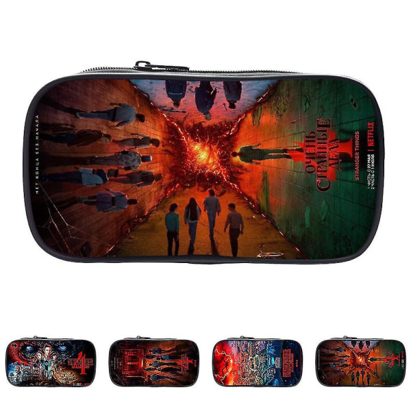 Stranger Things Säsong 4 Pennfodral Barn Studenter Stor Kapacitet Stationery Pen Hållare Väska (b)
