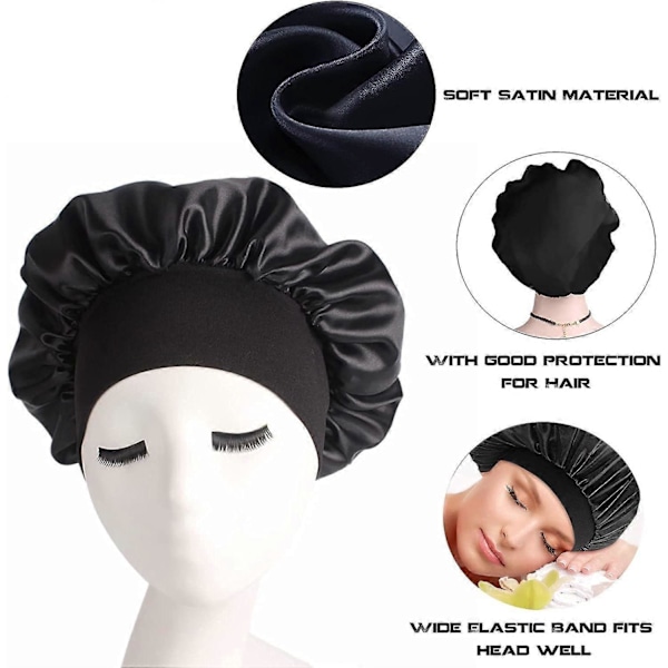 Silkehårinnpakning for soving Silkehårhette 1 stk Nattsøvnhette Silkehette for kvinner Jenter Hårpleie Sovehodeplagg Elastisk hatt Hårhette for