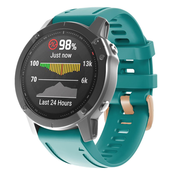 20 mm silikoninen vaihtoranneke Garmin Fenix 7S/6S Pro/5S Plus/Instinct 2S -kelloon, ruusukultainen solki Bluegreen