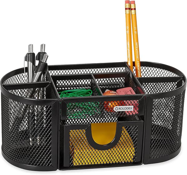 Mesh Penneholder Organizer, Fire Rum, Stål, 22 x 11 x 10 cm, Sort