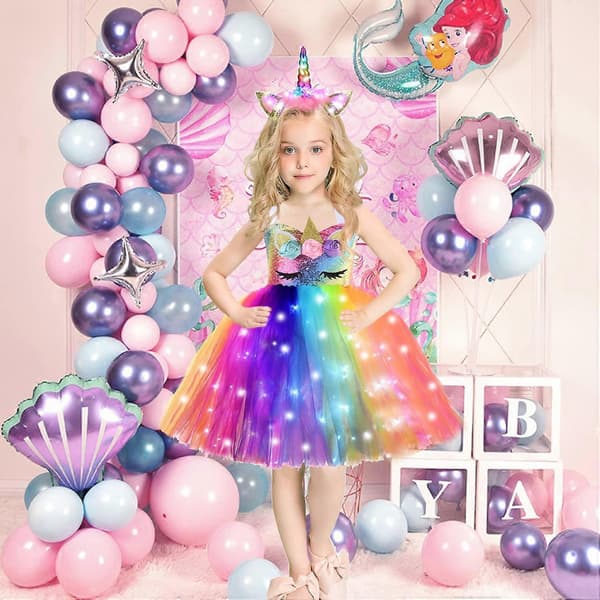 Glittrig unicorn tutu-klänning för flickor 4T
