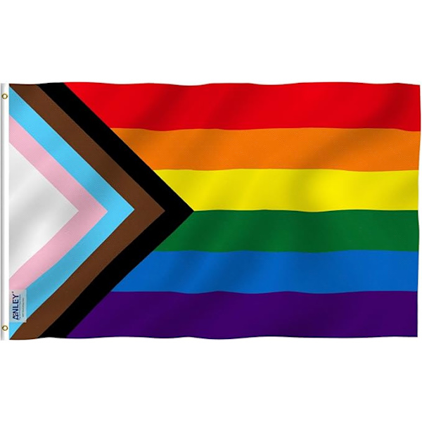 Breeze 3x5 Fots Progress Pride Regnbågsflagga - Levande Färger och Färgfast - Canvas Topp och Dubbelsydd