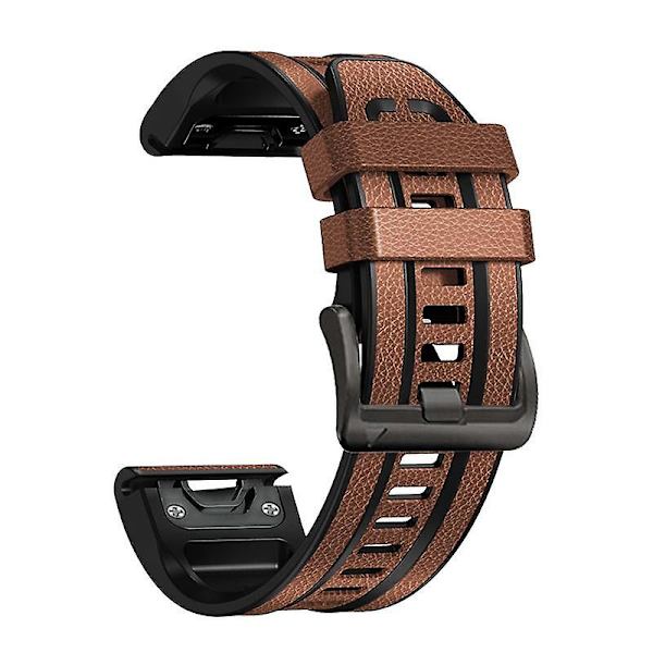 26 mm ersättningsarmband i läderbelagd silikon för Garmin Fenix 7X, armband med snabbfäste