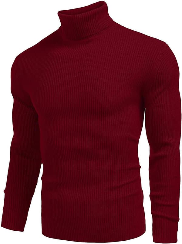 Herr Jumpers Turtleneck Cable Knitted Jumpers Slim Fit Pullover Sweater