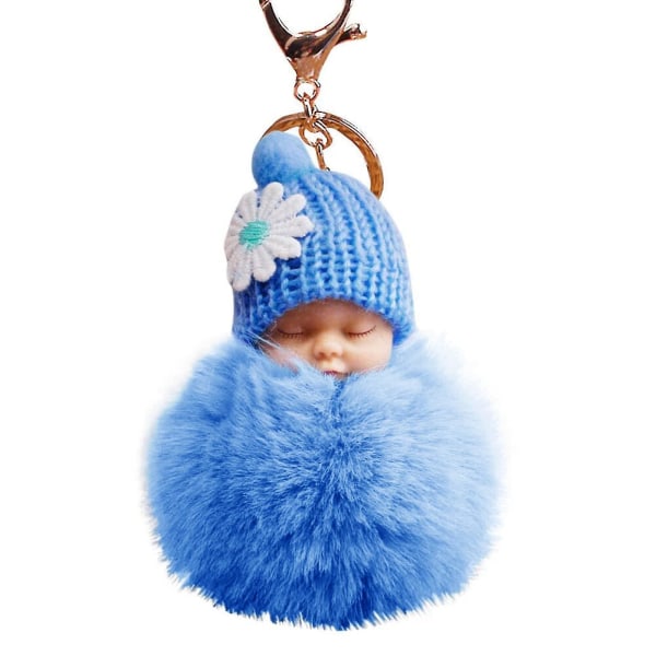 Hänge Baby Chains Väskor Nyckelringar Söta Docknyckel Charm Sovande Nyckelringar Plånbok Id (himmelsblå rosa, En storlek)