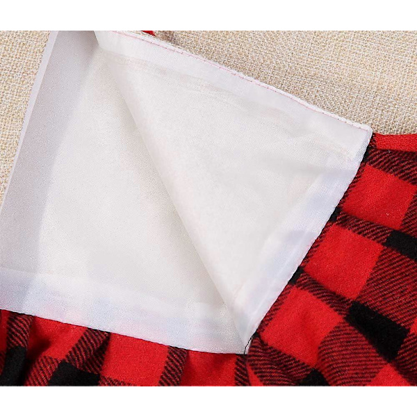 48 tommer juletræstæppe Buffalo Plaid Flæse Burlap Træstæppe Rustik Juledekoration