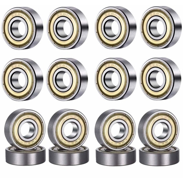 608 ZZ Metallkullagers Dubbelskärmade Miniatyrspårkullager för Skateboards, Scootrar, Inlineskridskor, 20-pack, 8 mm x 22 mm x 7 mm