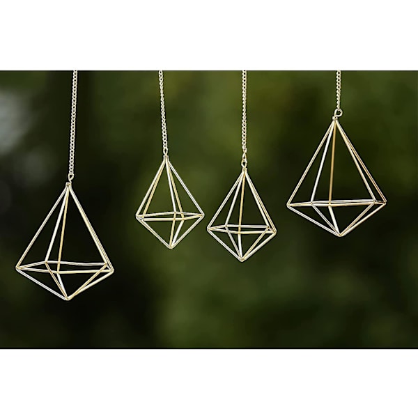 Luftväxthållare Hängande Geometriska Luftväxter Planterhängare 4 st Tillandsia Hållare Display 2 Storlekar Himmeli Hängare Med Kedjor För Heminredning (gol