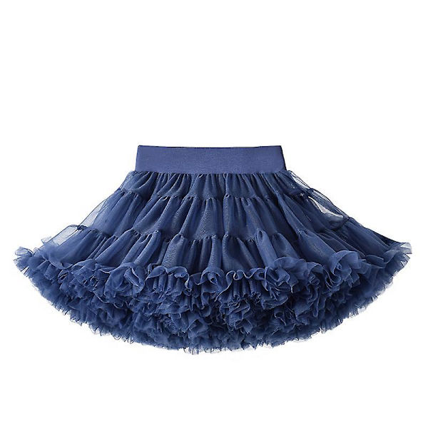 Baby flickor chiffong fluffig pettiskjort tutu prinsessa fest kjolar balett danskläder färger meisjes rok Second generation navy blue L size height 120-140cm