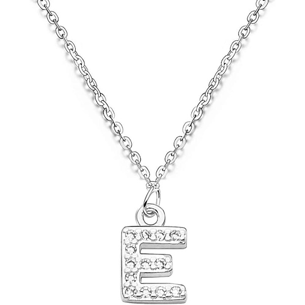 S925 Sølv A-z 26 Initial Krystall Anheng Kjede Choker Halskjede For Acsergery Kvinner Dame Gave